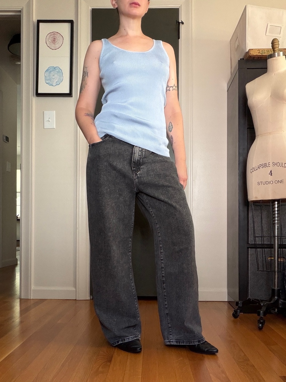 Proenza Schouler Light Blue Ribbed Tank